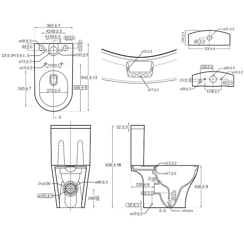 Унитаз-компакт напольный AZARIO Vise AZ-1343BT безободковый, с микролифтом, глянцевый белый