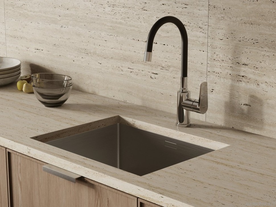 Смеситель для кухни Cersanit Moduo 64842 с гибким изливом, черный, хром