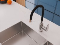Смеситель для кухни Cersanit Moduo 64842 с гибким изливом, черный, хром