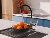 Смеситель для кухни Cersanit Moduo 64842 с гибким изливом, черный, хром