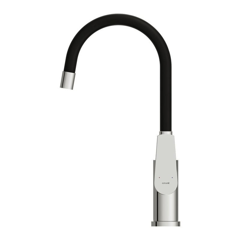 Смеситель для кухни Cersanit Moduo 64842 с гибким изливом, черный, хром
