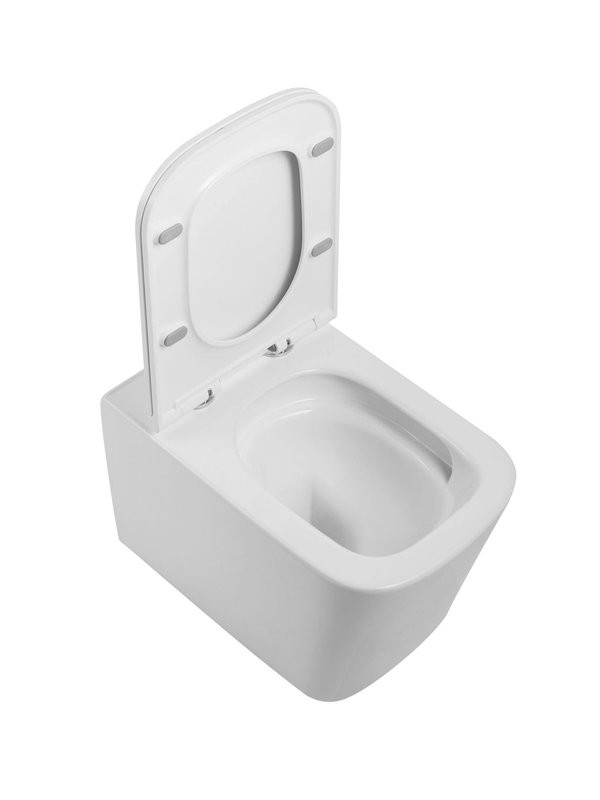 Унитаз подвесной Art&Max Techno AM2303CHRV/SC безободковый, с микролифтом, глянцевый белый