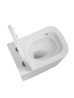 Унитаз подвесной Art&Max Techno AM2303CHRV/SC безободковый, с микролифтом, глянцевый белый