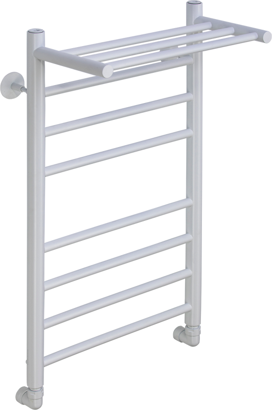 Полотенцесушитель водяной Comfysan Luce W-8 80х40 80x45 см, матовый белый, лесенка, с полкой