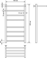 Полотенцесушитель водяной Comfysan Luce W-8 80х40 80x45 см, матовый белый, лесенка, с полкой