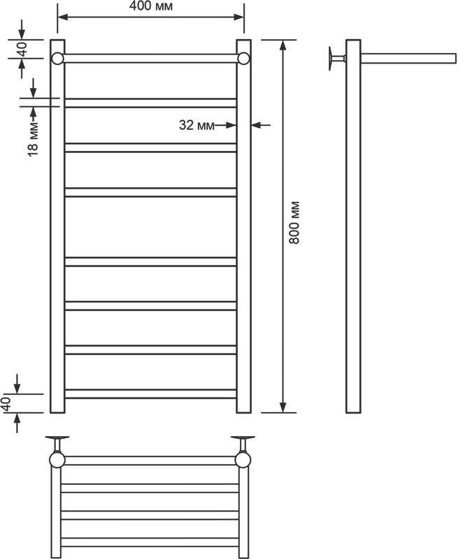 Полотенцесушитель водяной Comfysan Luce W-8 80х40 80x45 см, матовый белый, лесенка, с полкой