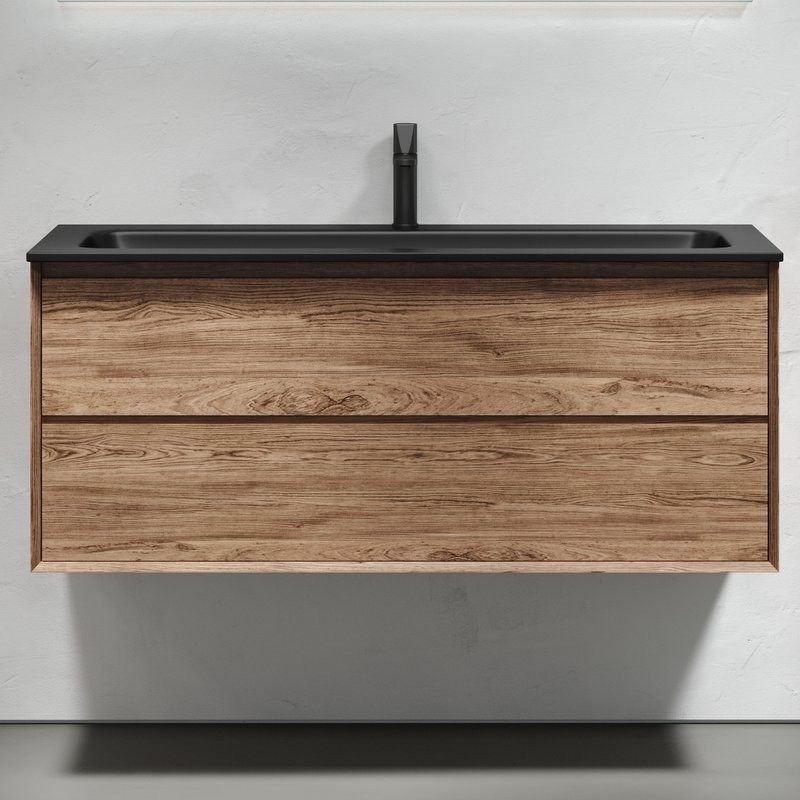 Тумба с раковиной Sancos Marmi 2.0 120 черная раковина, дуб чарльстон