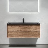 Тумба с раковиной Sancos Marmi 2.0 120 черная раковина, дуб чарльстон