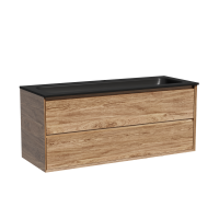 Тумба с раковиной Sancos Marmi 2.0 120 черная раковина, дуб чарльстон
