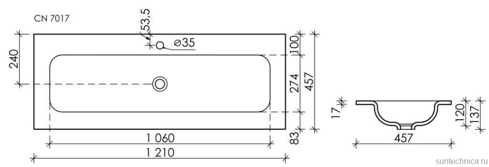 Тумба с раковиной Sancos Marmi 2.0 120 черная раковина, дуб чарльстон