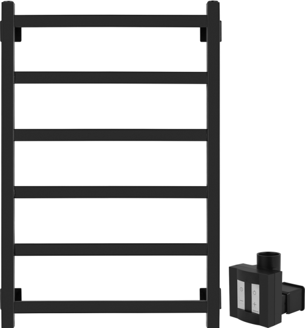 Полотенцесушитель электрический Secado Корсико 1 , 85x55 см, скрытое подключение справа, матовый черный, лесенка