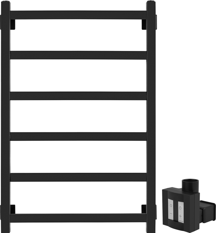 Полотенцесушитель электрический Secado Корсико 1 , 85x55 см, скрытое подключение справа, матовый черный, лесенка