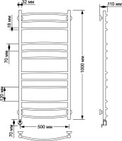Полотенцесушитель электрический Secado Милан 3 105x55 см, подключение слева, бронза, лесенка, латунь
