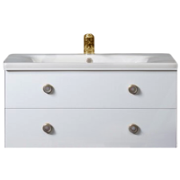 Тумба с раковиной Armadi Art NeoArt 100 white с ручками Satine золото