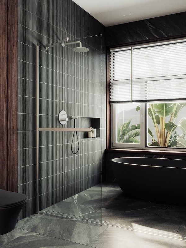 Душевая перегородка Maybahglass MGD-714-5ш 119 см, профиль хром матовый, стекло прозрачное