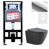 Комплект Унитаз подвесной Esbano Amapola ESUPAMAPGM матовый серый + Инсталляция Fram + Кнопка ESINOVL17SC