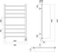 Полотенцесушитель электрический Domoterm Квадро П8 50x80, правый, золото