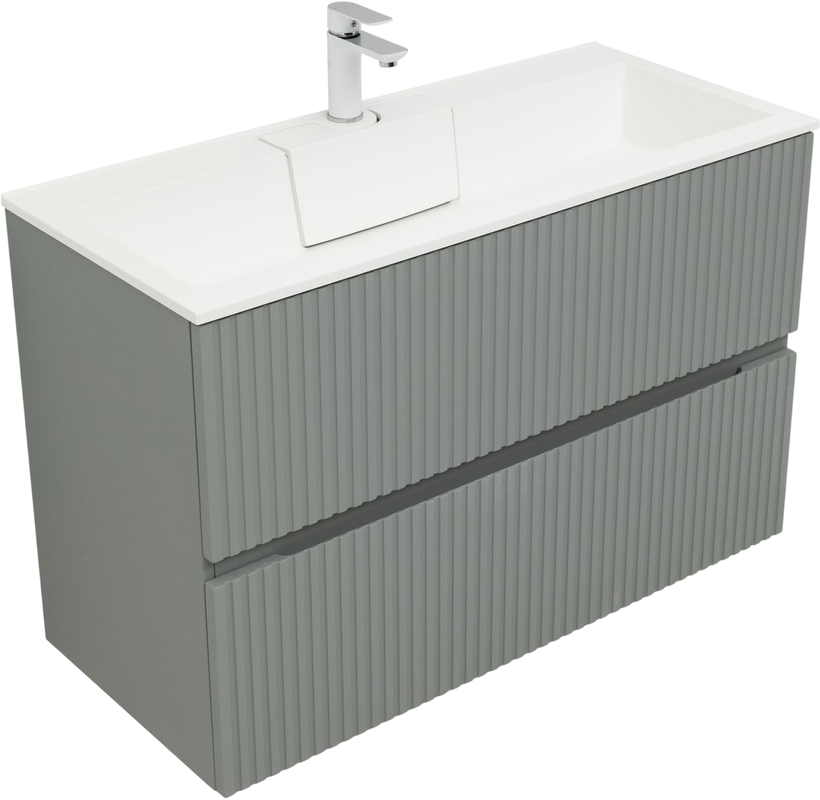 Тумба с раковиной Aquanet Джейн 100 подвесная, мисти грин