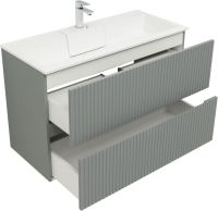 Тумба с раковиной Aquanet Джейн 100 подвесная, мисти грин