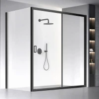 Душевой уголок Veconi Rovigo RV-060B 170х120 см, профиль матовый черный, стекло прозрачное