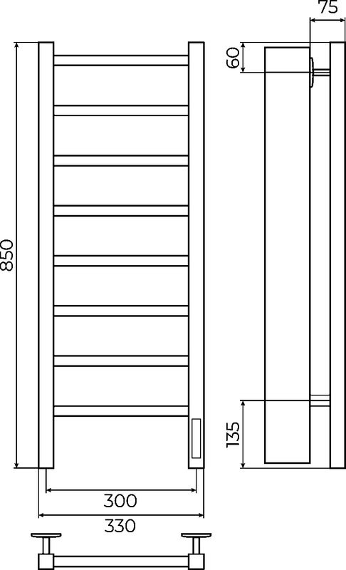 Полотенцесушитель электрический Terminus Ватикан П8 300х850