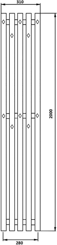 Полотенцесушитель водяной Secado Сандриго 5К 2000/280 200x30 см, матовый черный, I-образный