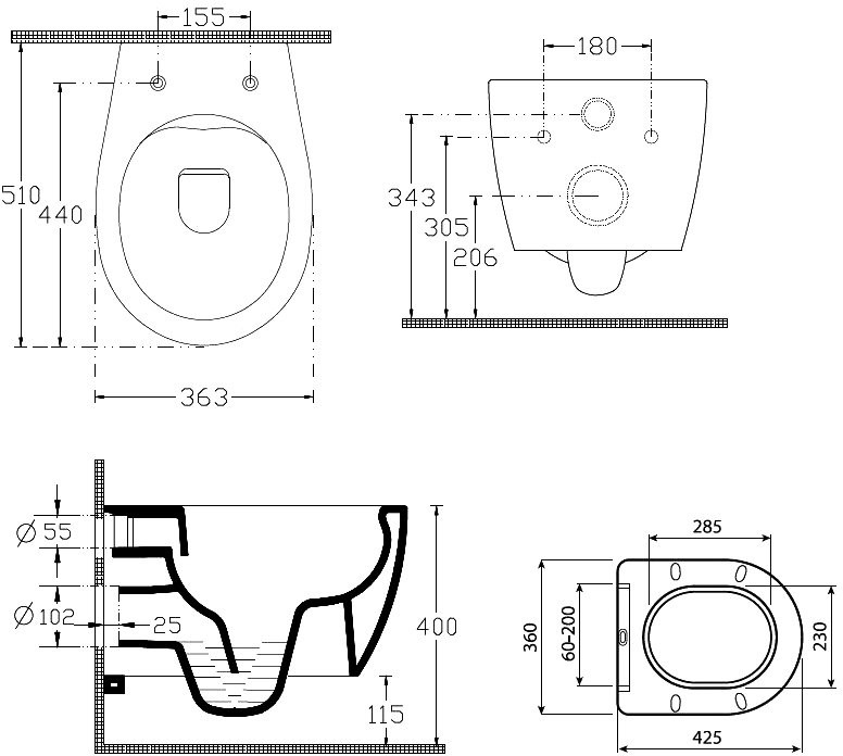 Унитаз подвесной Allen Brau Fantasy 4.11004.MT мятный