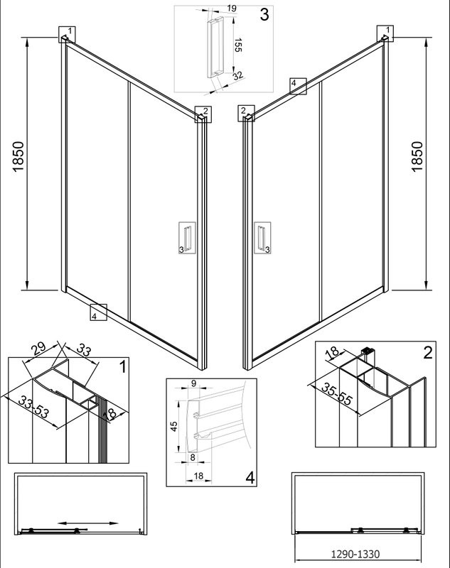 Душевая дверь в нишу Veconi Vianno VN-46 130 см,  профиль хром