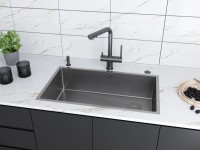Мойка кухонная Paulmark Next-Skew PM887444-GM вороненая сталь