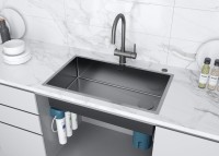 Мойка кухонная Paulmark Next-Skew PM887444-GM вороненая сталь