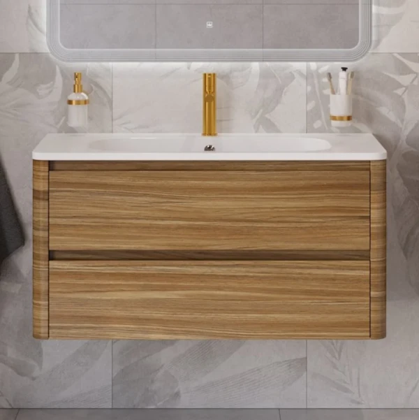 Тумба с раковиной Cezares Relax 100 дуб карамельный, раковина Cezares CZR-1000/480-LV-MR-NV