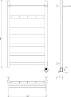 Полотенцесушитель электрический Secado Комано 1 КСП R 105x55 см, подключение справа, хром, лесенка, с полкой