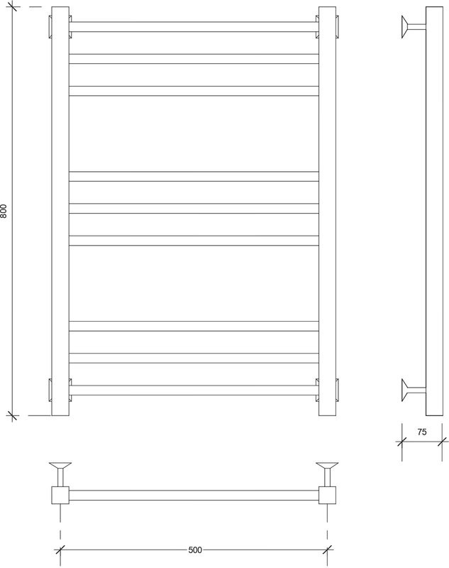 Полотенцесушитель водяной Secado Модена 3 80х50 80x55 см, хром, лесенка, латунь