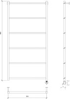 Полотенцесушитель электрический Secado Корсико Grado 80х50 85x55 см, подключение справа, черный матовый, лесенка