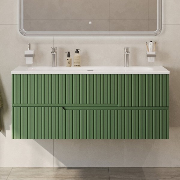 Тумба с раковиной Cezares Duet 120 фисташковый софт, раковина Cezares CZR-8073-120-1-2