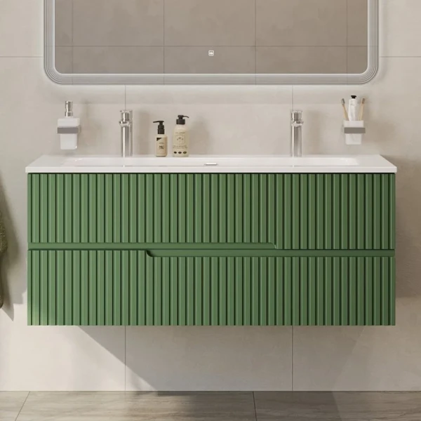 Тумба с раковиной Cezares Duet 120 фисташковый софт, раковина Cezares CZR-8073-120-1-2
