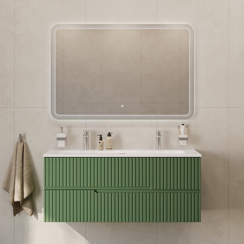Тумба с раковиной Cezares Duet 120 фисташковый софт, раковина Cezares CZR-8073-120-1-2
