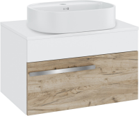 Тумба с раковиной Runo Вудлайн 65 подвесная, крафтовый дуб, раковина Nuovo 50