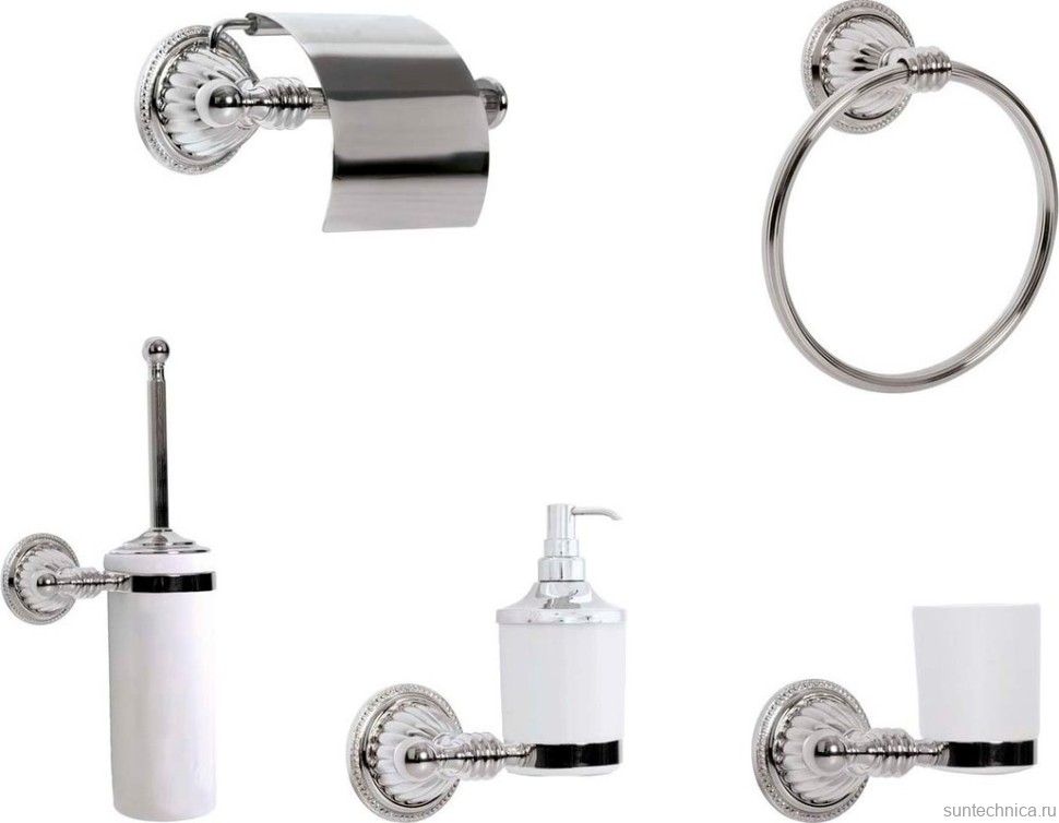 Набор Дозатор Boheme Hermitage Chrome + Стакан + Полотенцедержатель + Ершик + Держатель
