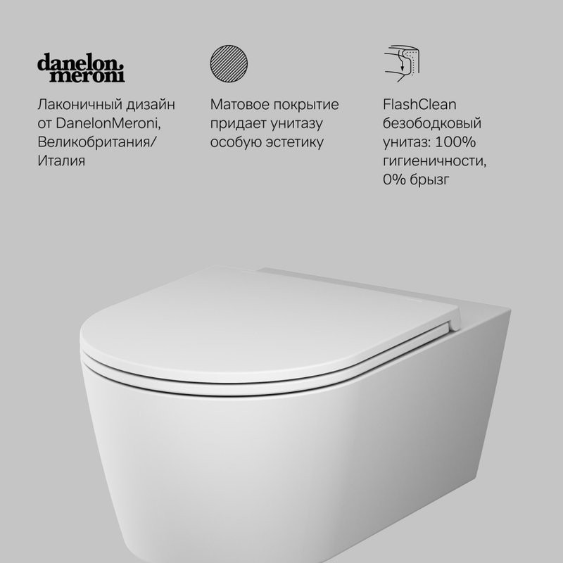 Унитаз подвесной AM.PM Func C8F1701MWSC безободковый, с микролифтом, матовый белый