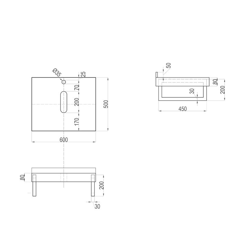 Столешница с раковиной Teymi Helmi 60 дуб кашмир, раковина Solli 61,  с белыми кронштейнами