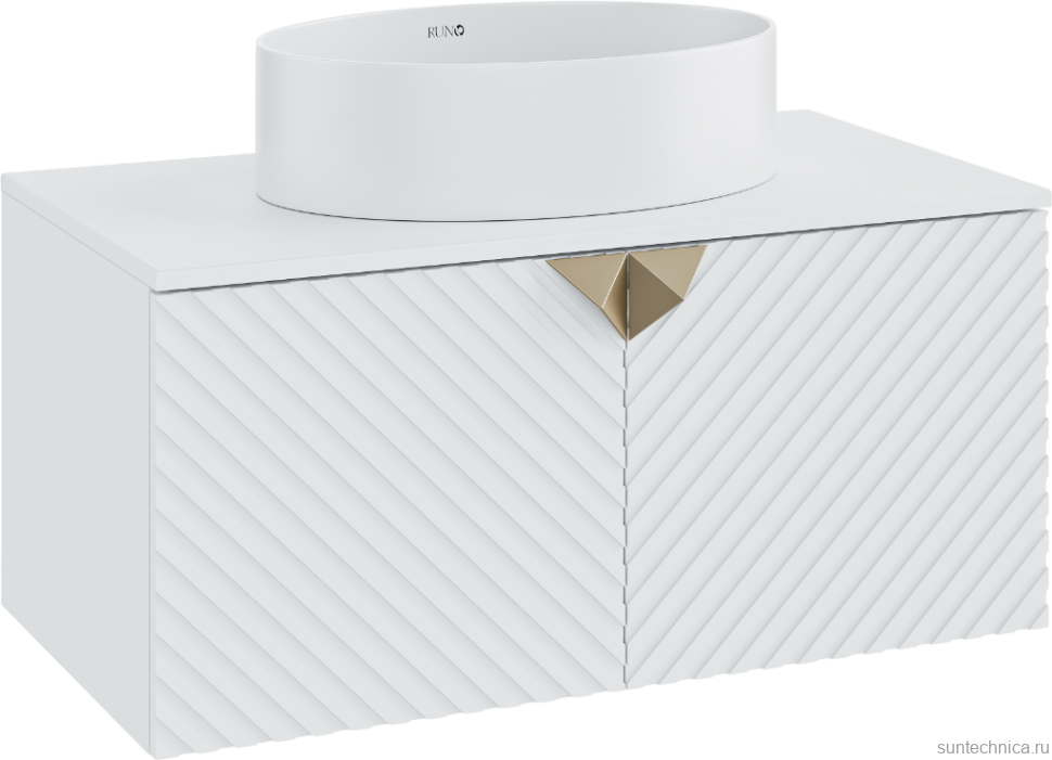 Тумба с раковиной Runo Андорра 85 белая матовая, белый глянец, раковина Ovale 50