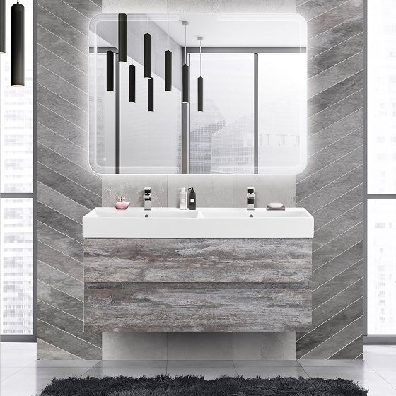 Мебель для ванной комнаты Cezares Molveno 46 120 legno grigio, с раковиной Cezares CZR-MIL-120-2-LVB