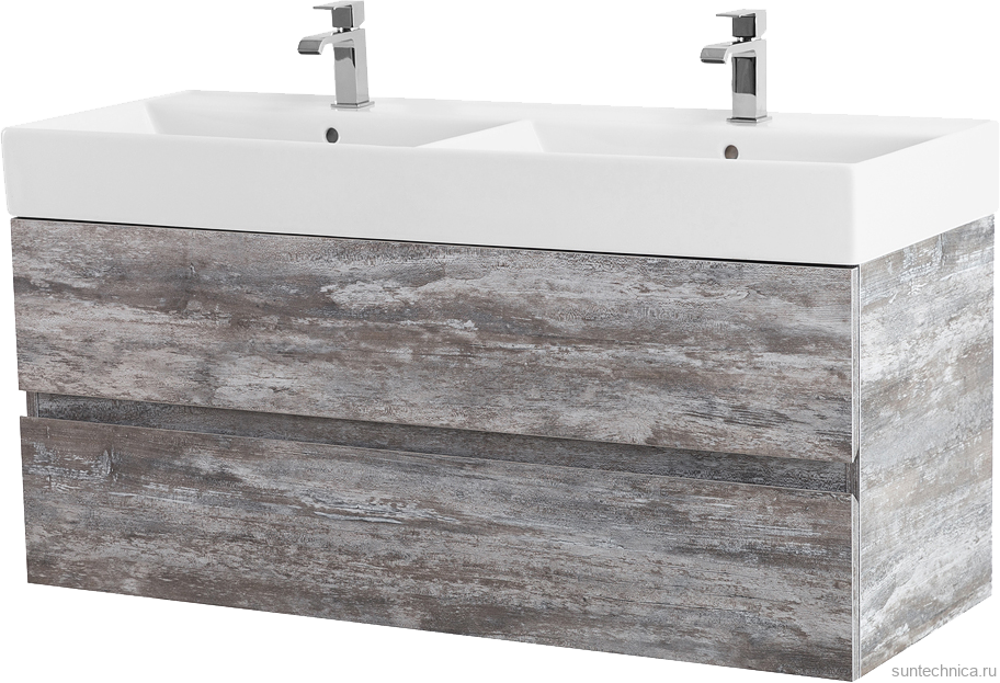 Мебель для ванной комнаты Cezares Molveno 46 120 legno grigio, с раковиной Cezares CZR-MIL-120-2-LVB