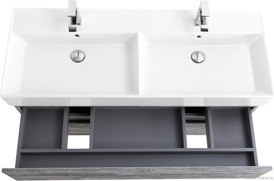 Мебель для ванной комнаты Cezares Molveno 46 120 legno grigio, с раковиной Cezares CZR-MIL-120-2-LVB