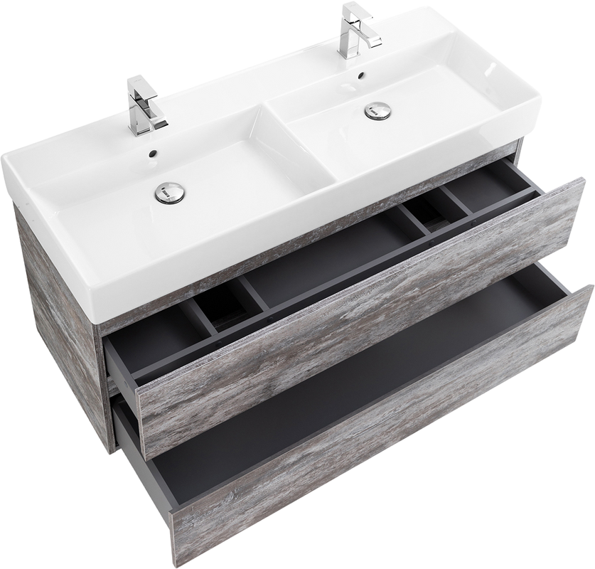Мебель для ванной комнаты Cezares Molveno 46 120 legno grigio, с раковиной Cezares CZR-MIL-120-2-LVB