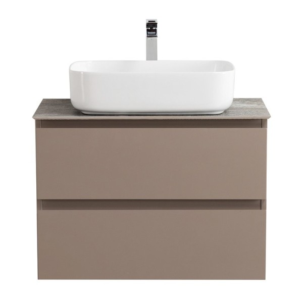 Тумба под раковину со столешницей BelBagno Kraft 70 подвесная, матовая бежевая, столешница kep-70-grn