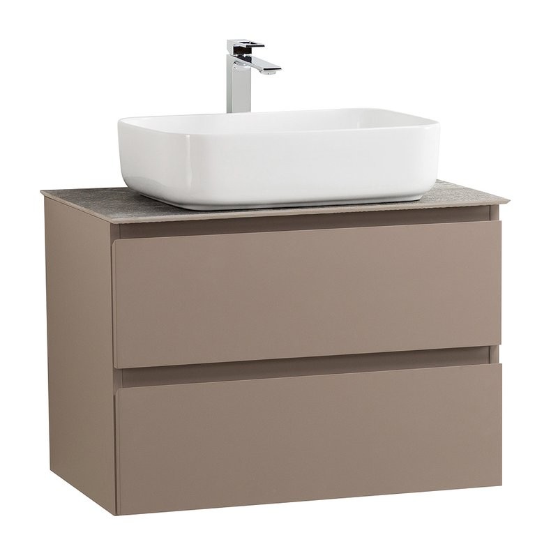 Тумба под раковину со столешницей BelBagno Kraft 70 подвесная, матовая бежевая, столешница kep-70-grn