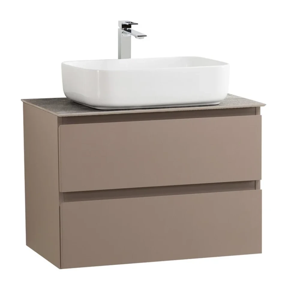 Тумба под раковину со столешницей BelBagno Kraft 70 подвесная, матовая бежевая, столешница kep-70-grn