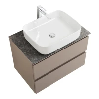 Тумба под раковину со столешницей BelBagno Kraft 70 подвесная, матовая бежевая, столешница kep-70-grn